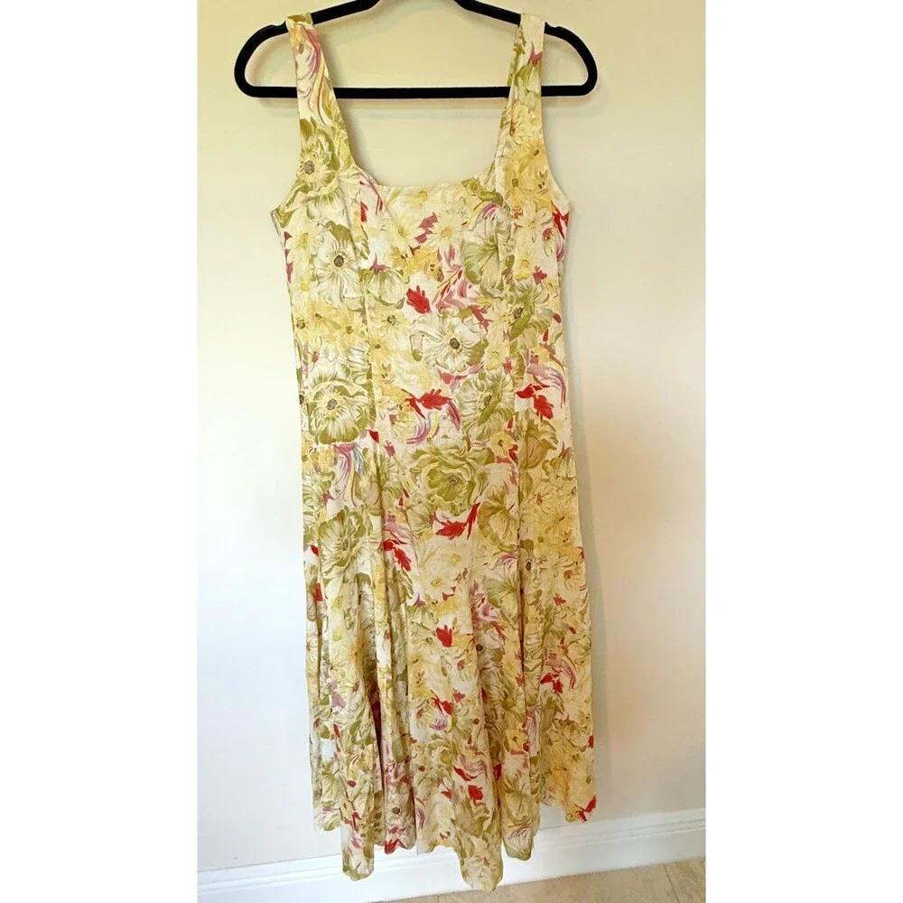 ZARA NWT ZW Collection Linen Print Dress Multicolor Womens $129 MRSP Size XL - Picture 3 of 9